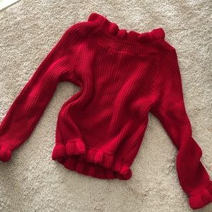 Red puff sweater